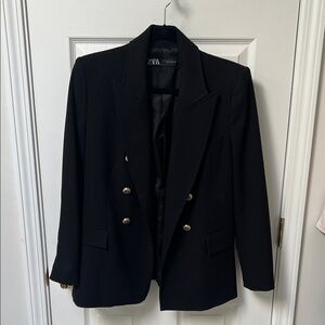 Zara Elegant Black Blazer with Gold Buttons